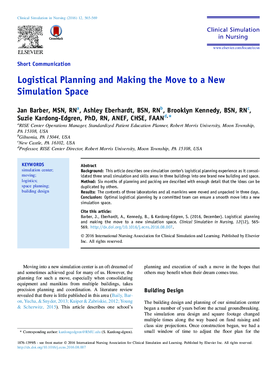 Logistical Planning and Making the Move to a New Simulation Space