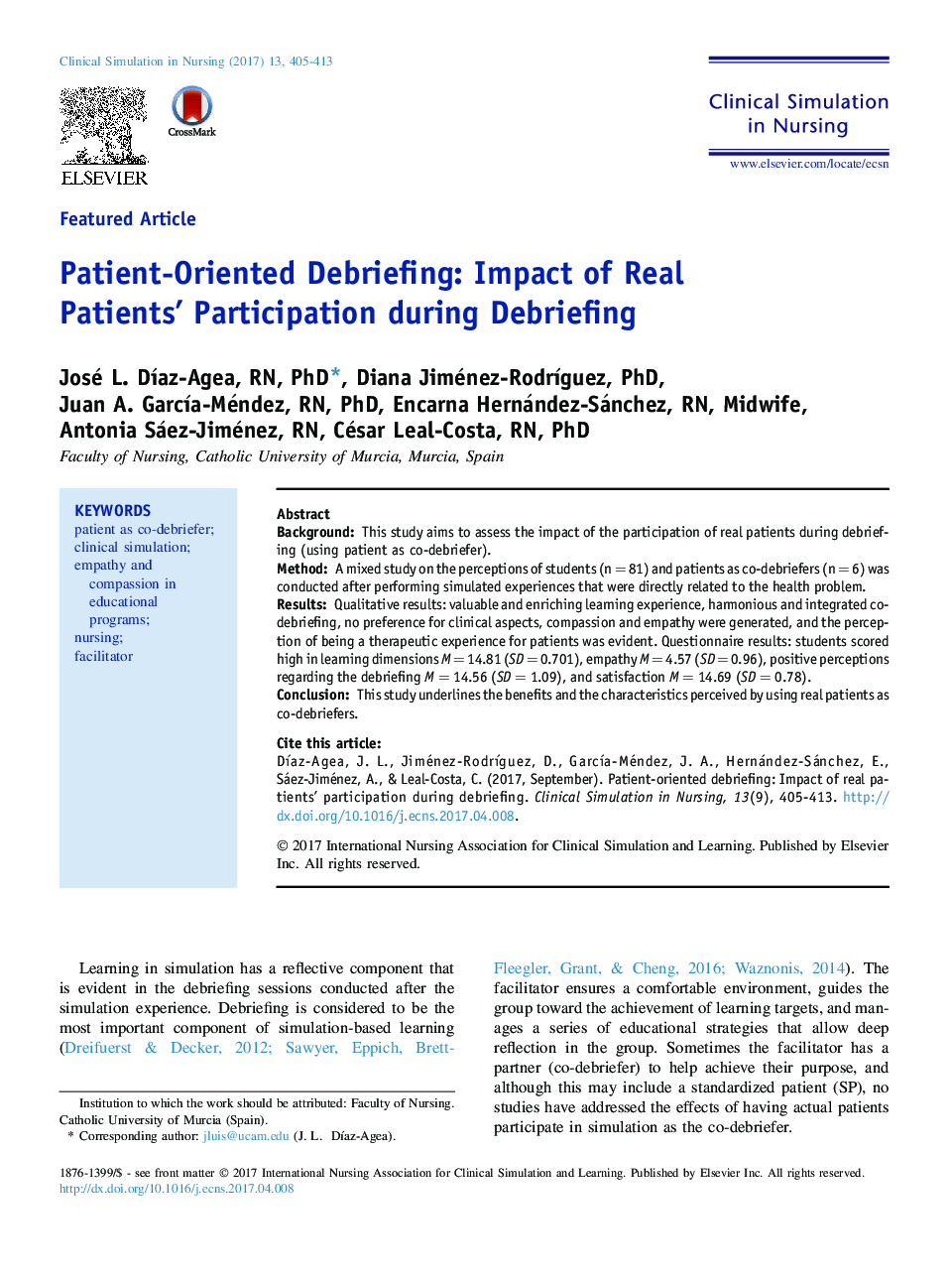 Patient-Oriented Debriefing: Impact of Real Patients' Participation during Debriefing