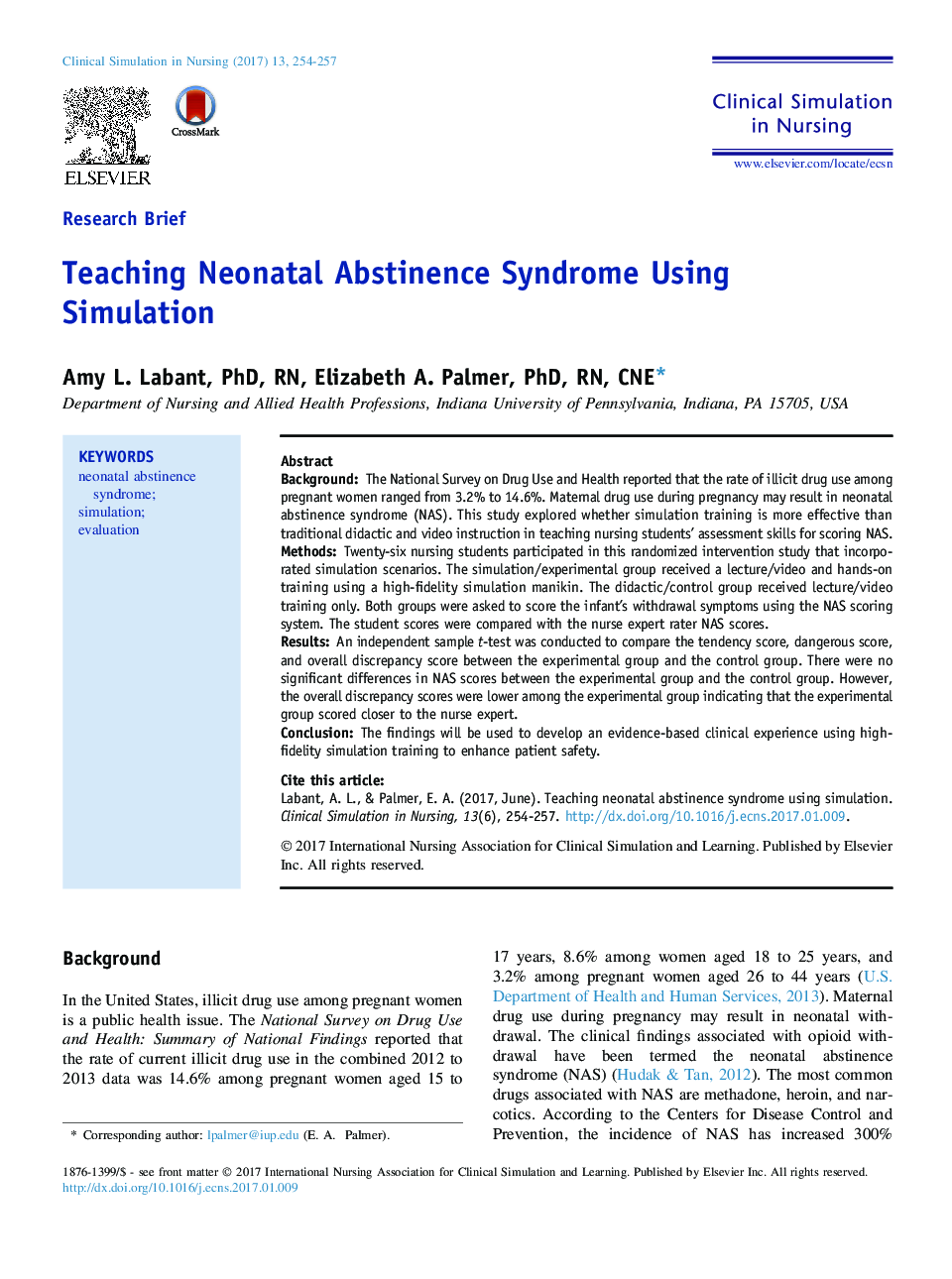 Teaching Neonatal Abstinence Syndrome Using Simulation