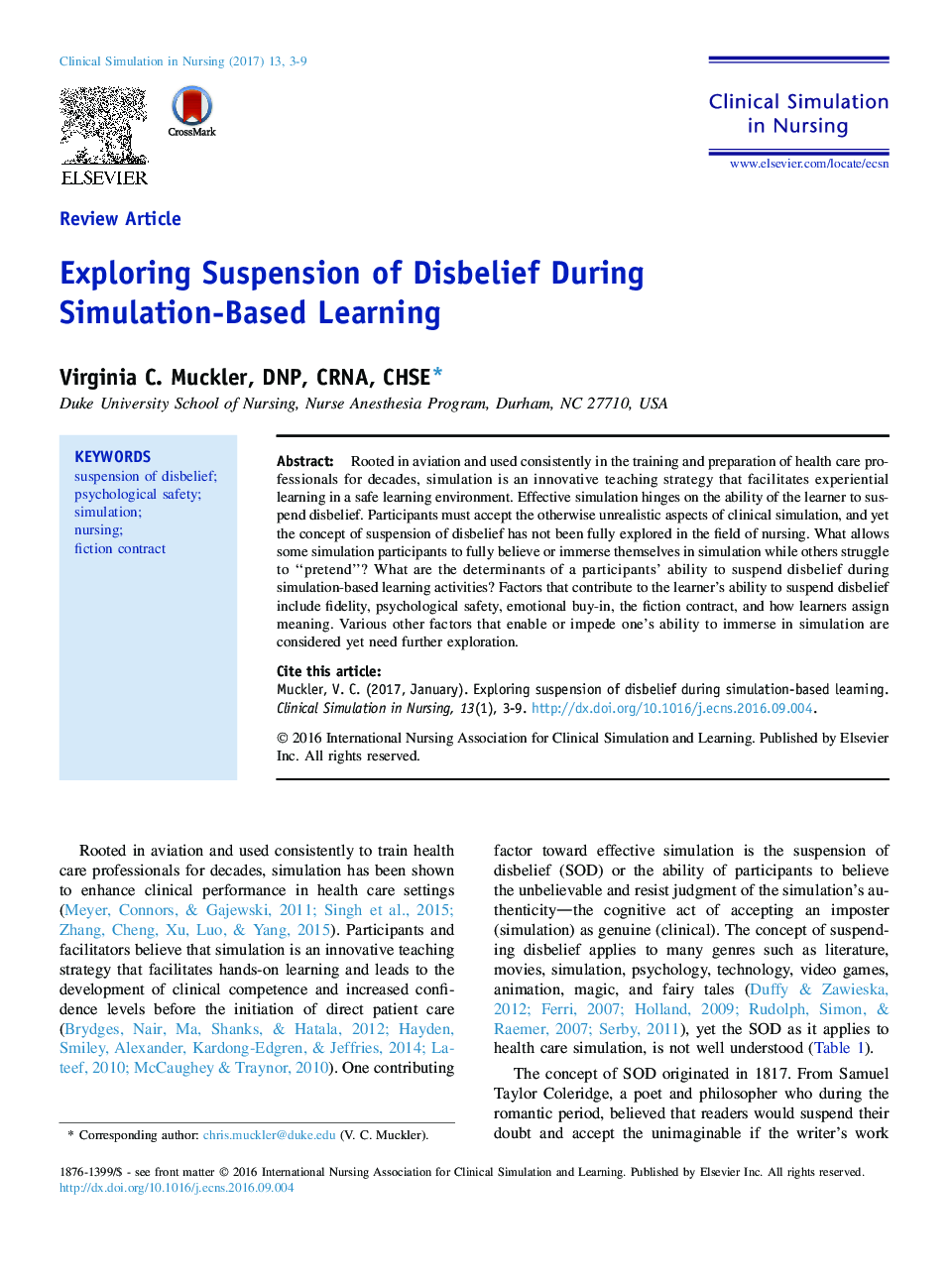 Exploring Suspension of Disbelief During Simulation-Based Learning