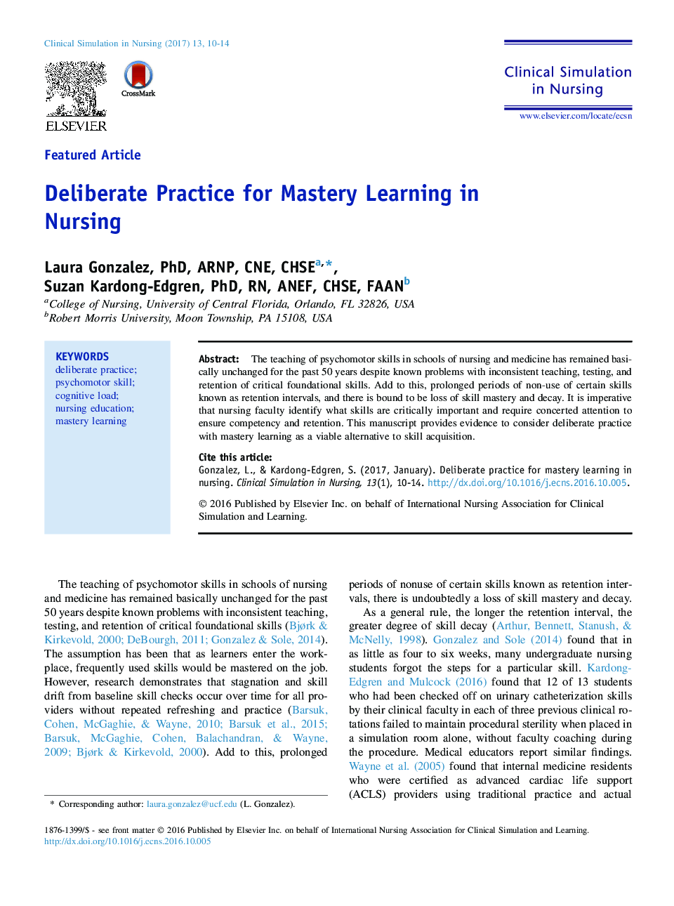 Deliberate Practice for Mastery Learning in Nursing