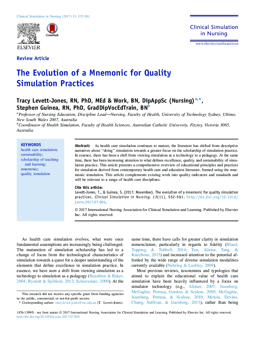 The Evolution of a Mnemonic for Quality Simulation Practices