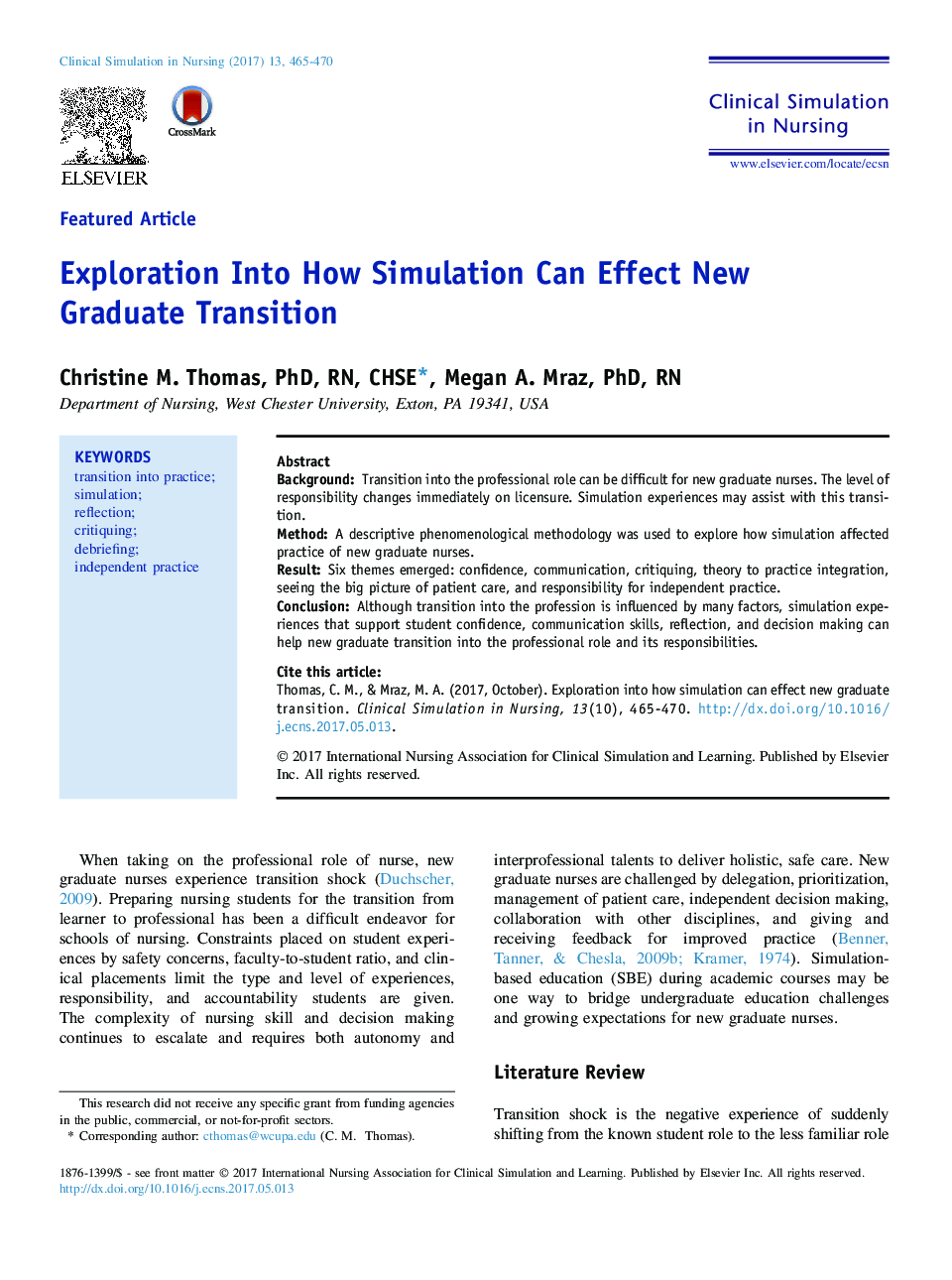 Exploration Into How Simulation Can Effect New Graduate Transition