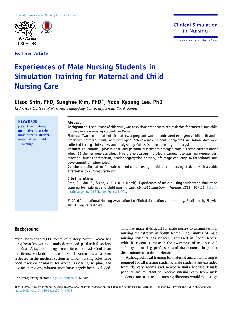 Experiences of Male Nursing Students in Simulation Training for Maternal and Child NursingÂ Care