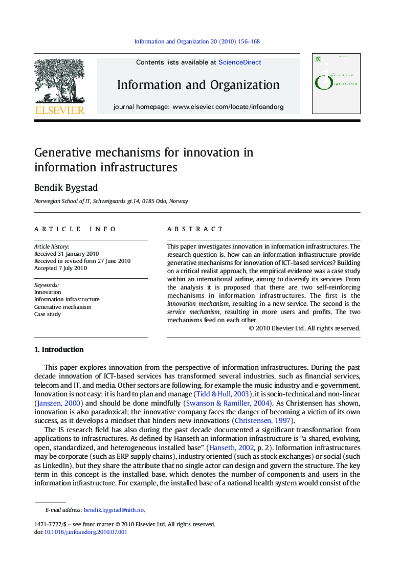 Generative mechanisms for innovation in information infrastructures