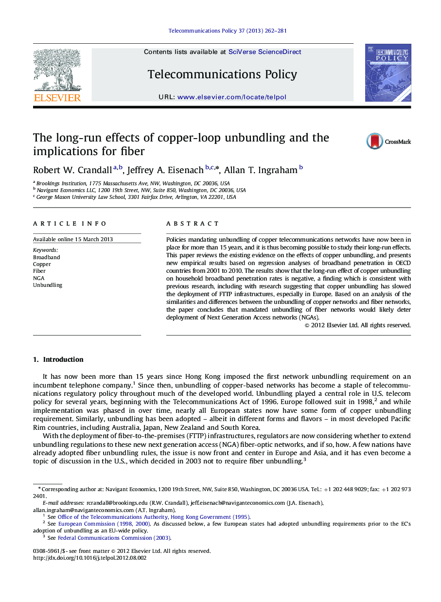 The long-run effects of copper-loop unbundling and the implications for fiber