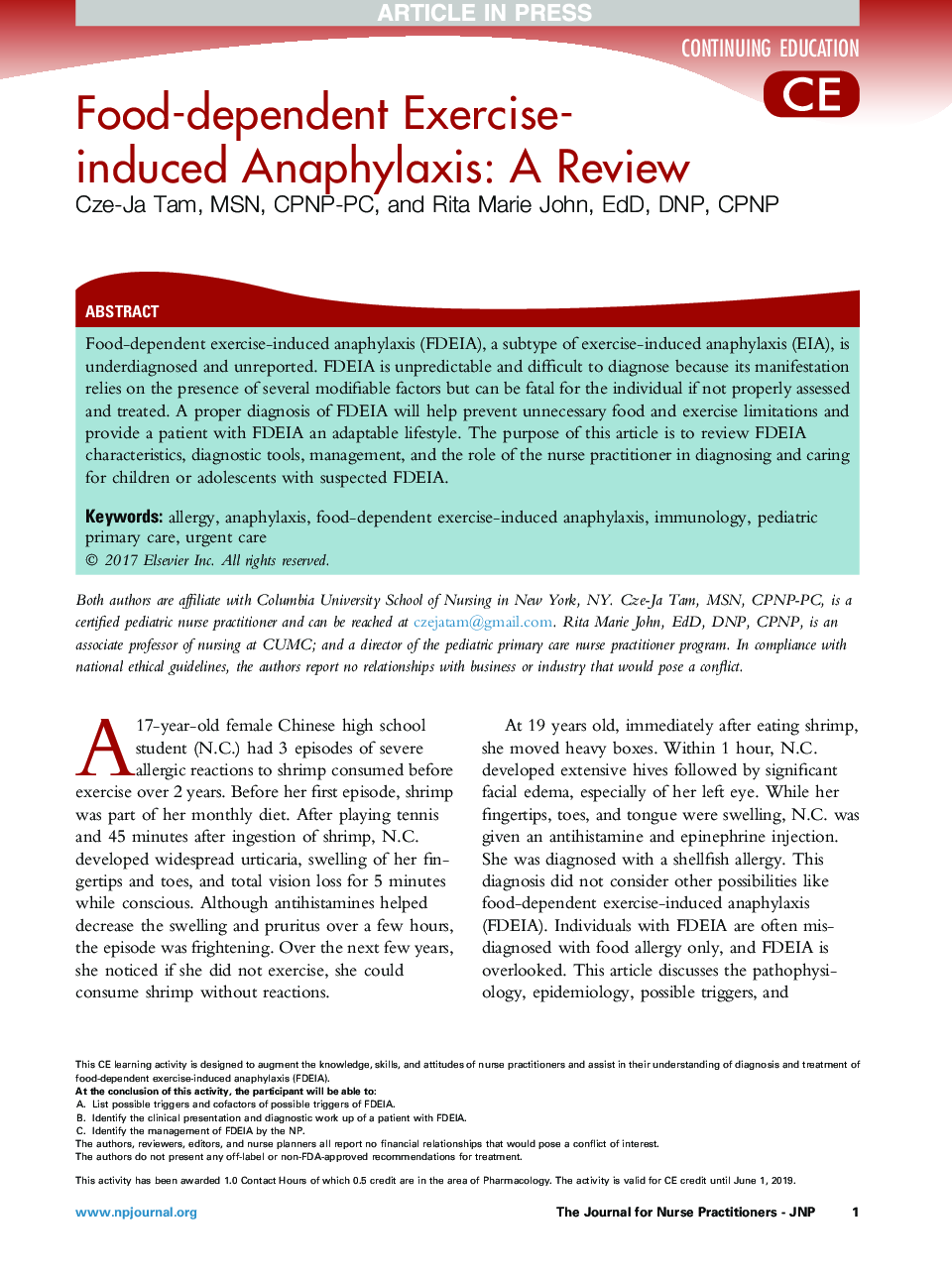 Food-Dependent Exercise-Induced Anaphylaxis: A Review