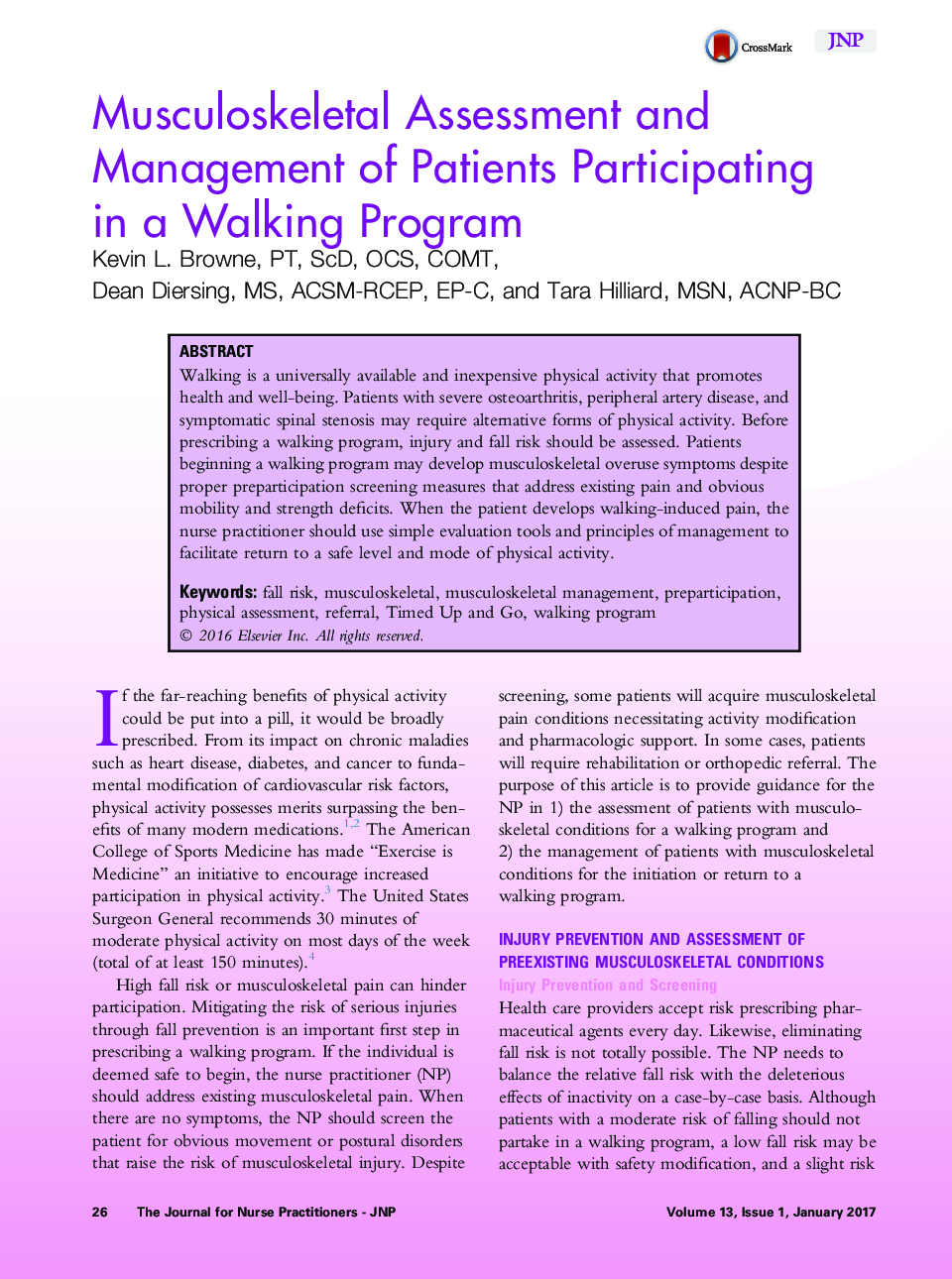 ارزیابی و مدیریت اسکلتی-عضلانی بیماران شرکت کننده در یک برنامه پیاده روی 