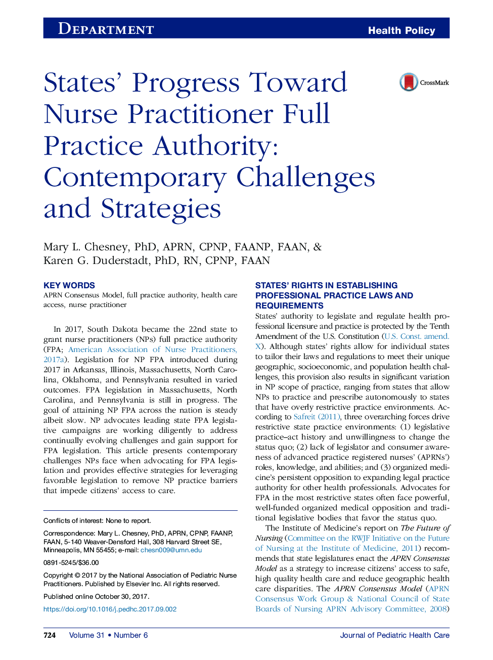 States' Progress Toward Nurse Practitioner Full Practice Authority: Contemporary Challenges and Strategies