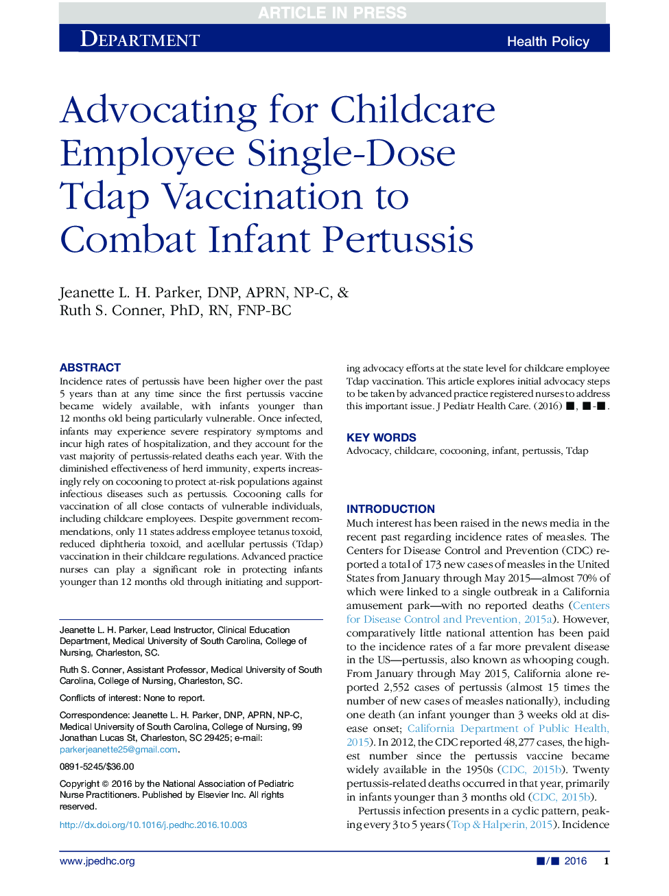 Advocating for Childcare Employee Single-Dose Tdap Vaccination to Combat Infant Pertussis