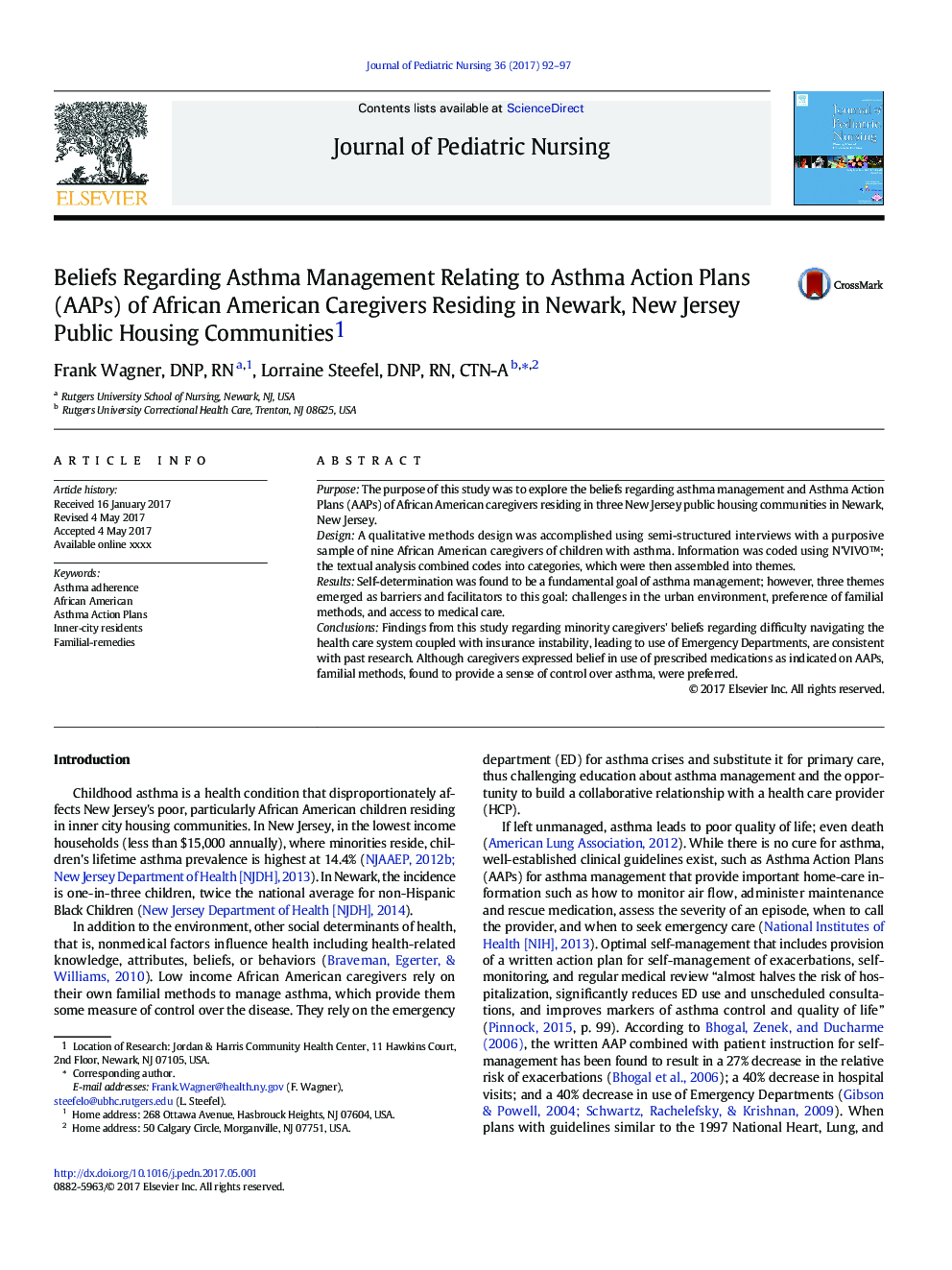 عکس صفحه اول مقاله: Beliefs Regarding Asthma Management Relating to Asthma Action Plans (AAPs) of African American Caregivers Residing in Newark, New Jersey Public Housing Communities Beliefs Regarding Asthma Management Relating to Asthma Action Plans (AAPs) of African American Caregivers Residing in Newark, New Jersey Public Housing Communities