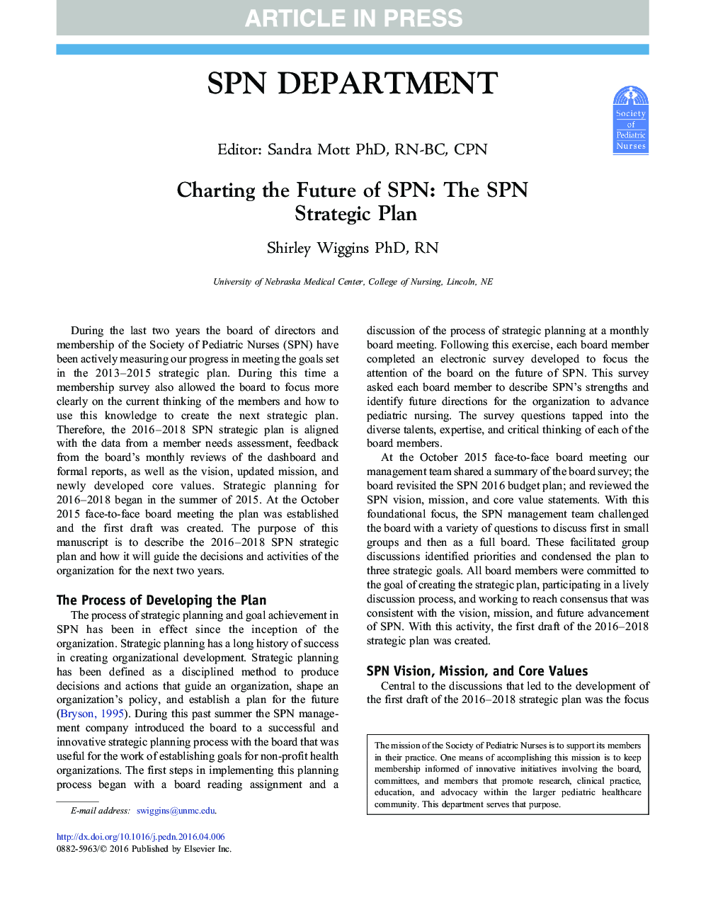 Charting the Future of SPN: The SPN Strategic Plan