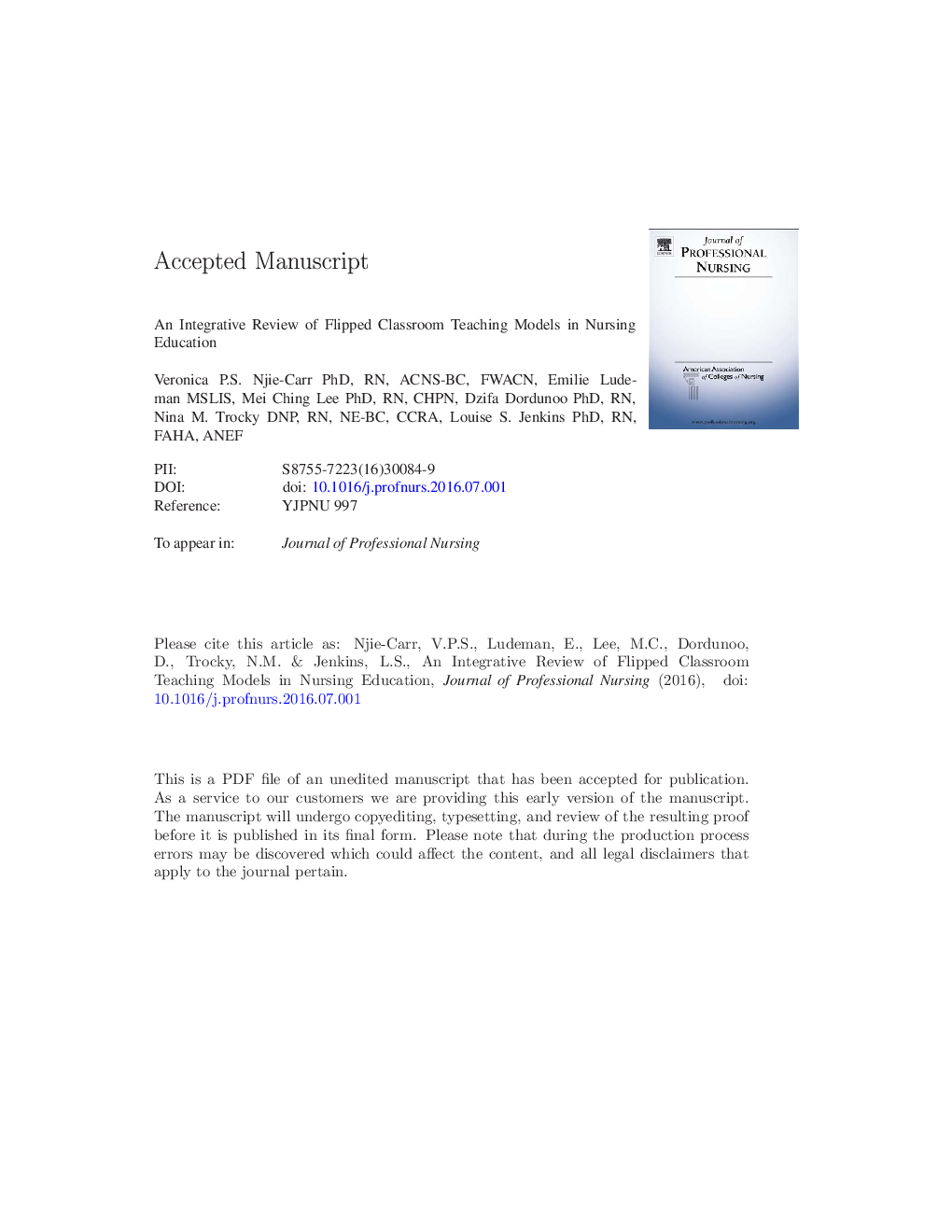 An Integrative Review of Flipped Classroom Teaching Models in Nursing Education