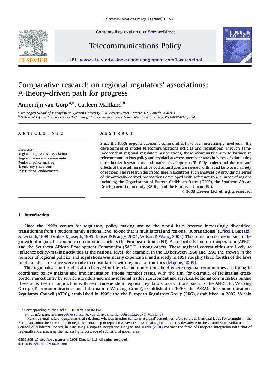 Comparative research on regional regulators’ associations: A theory-driven path for progress