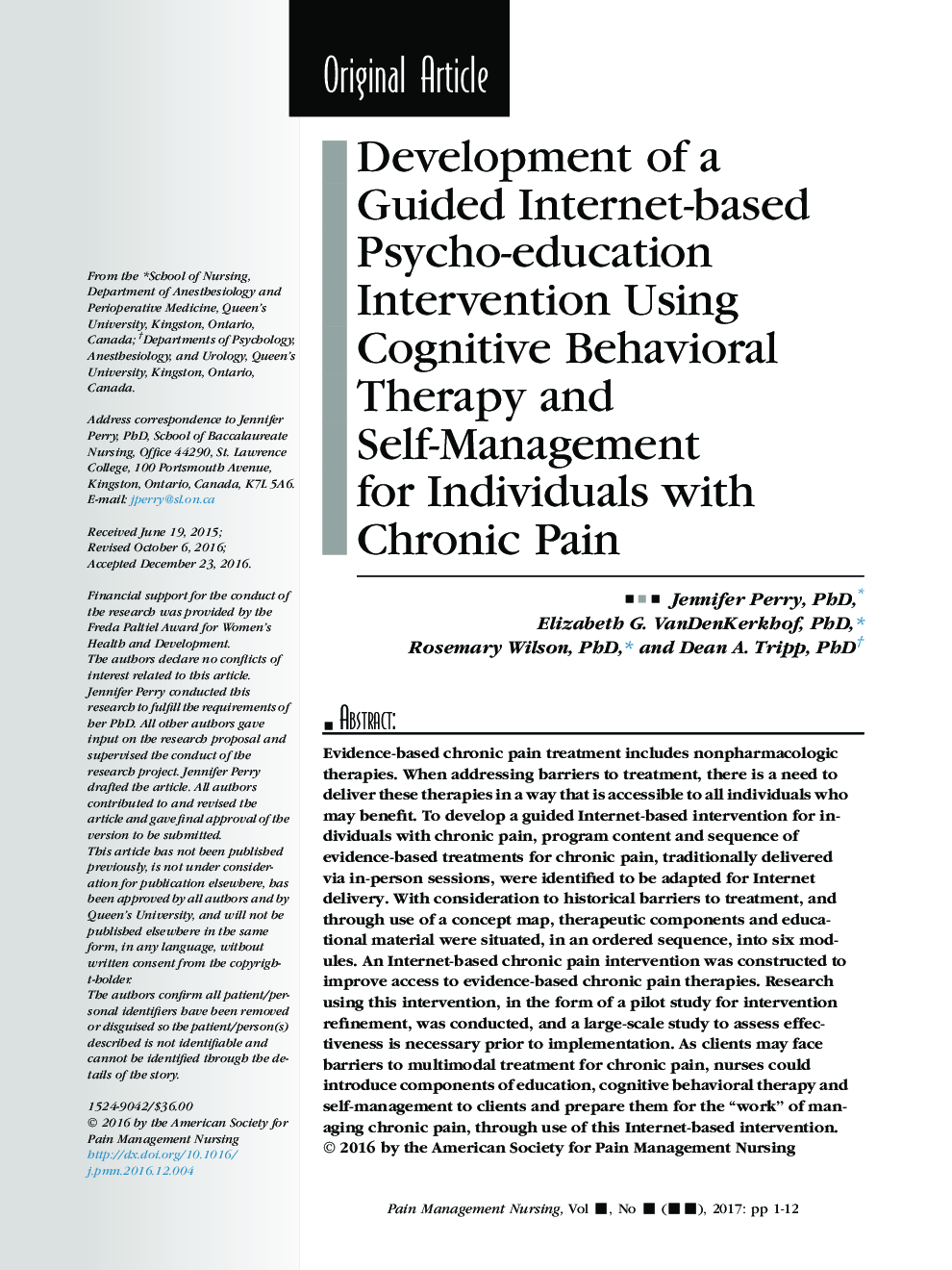 توسعه یک مداخله آموزش روانشناسی مبتنی بر اینترنت با استفاده از درمان رفتاری شناختی و خودمراقبتی برای افراد مبتلا به درد مزمن 