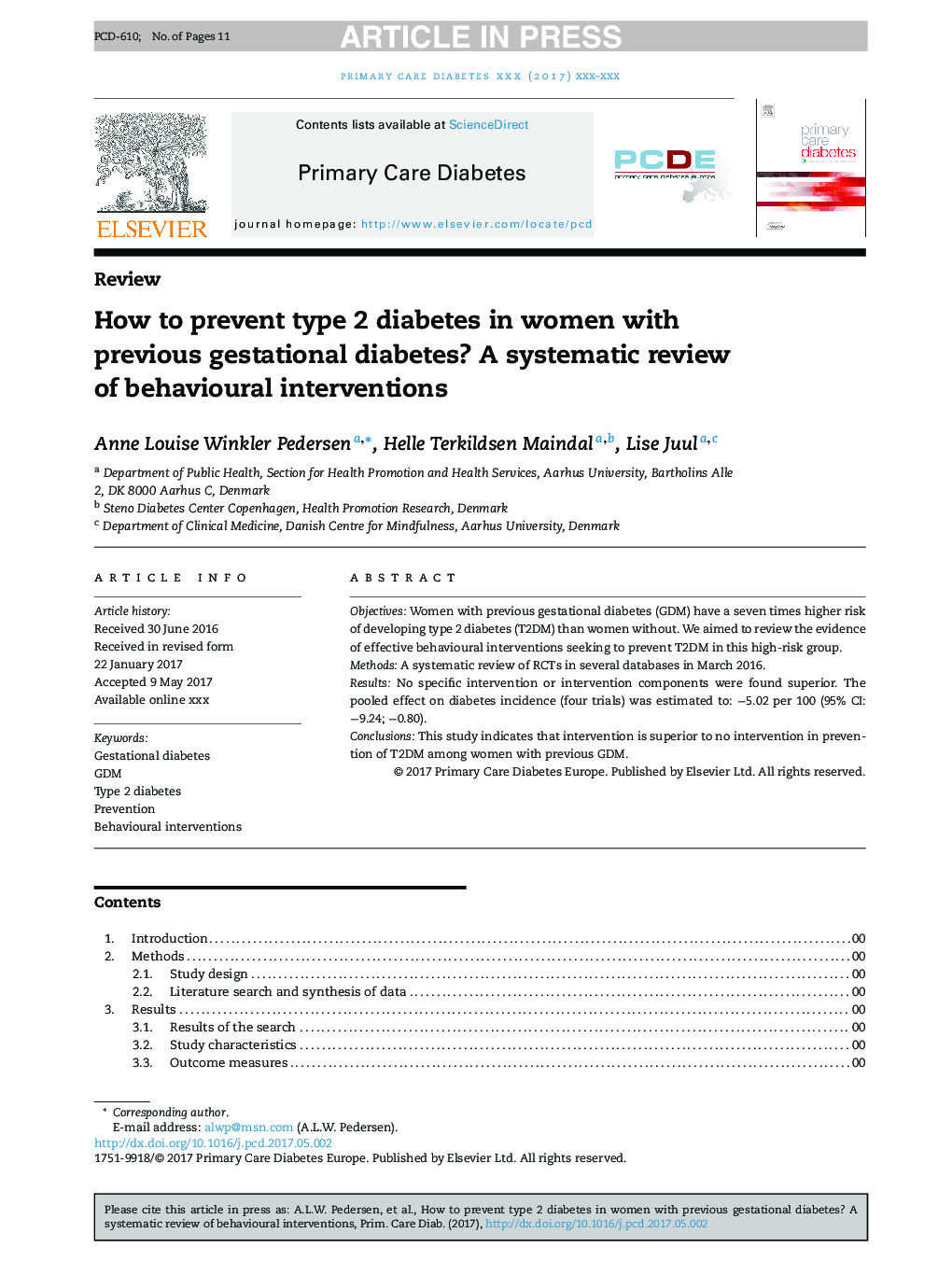 چگونه برای جلوگیری از دیابت نوع 2 در زنان مبتلا به دیابت بارداری قبلی؟ بررسی سیستماتیک مداخلات رفتاری 