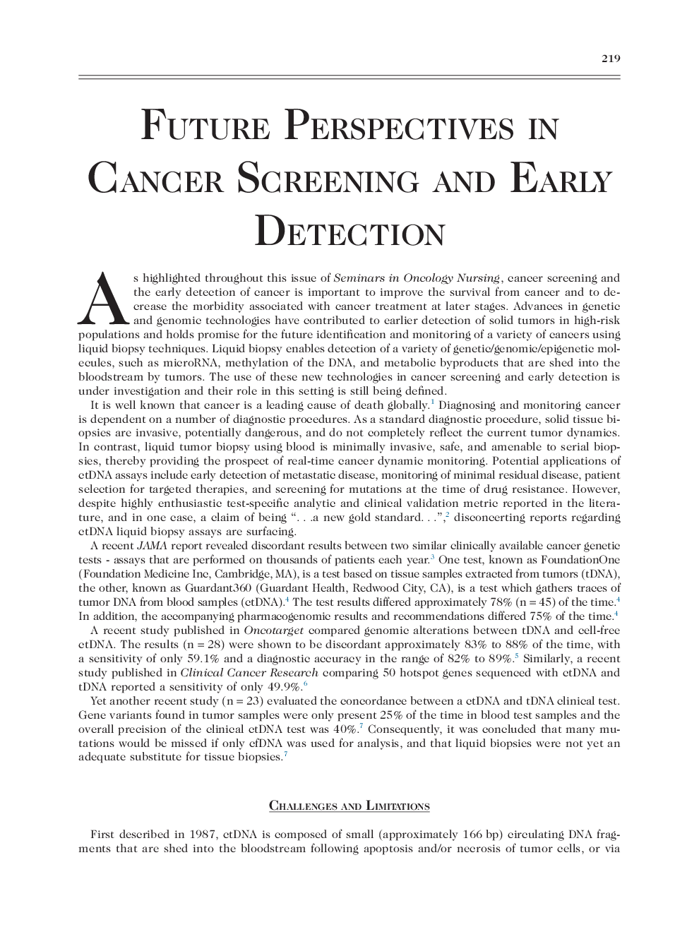 Future Perspectives in Cancer Screening and Early Detection