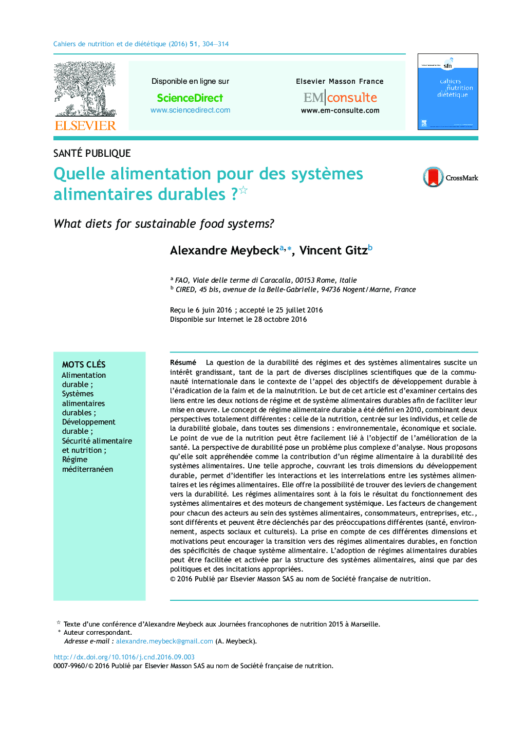 Quelle alimentation pour des systÃ¨mes alimentaires durablesÂ ?