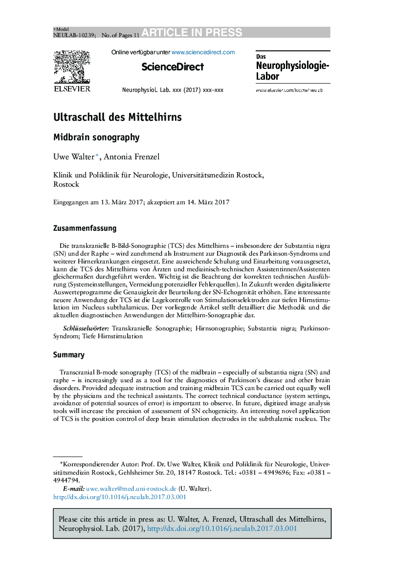 Ultraschall des Mittelhirns