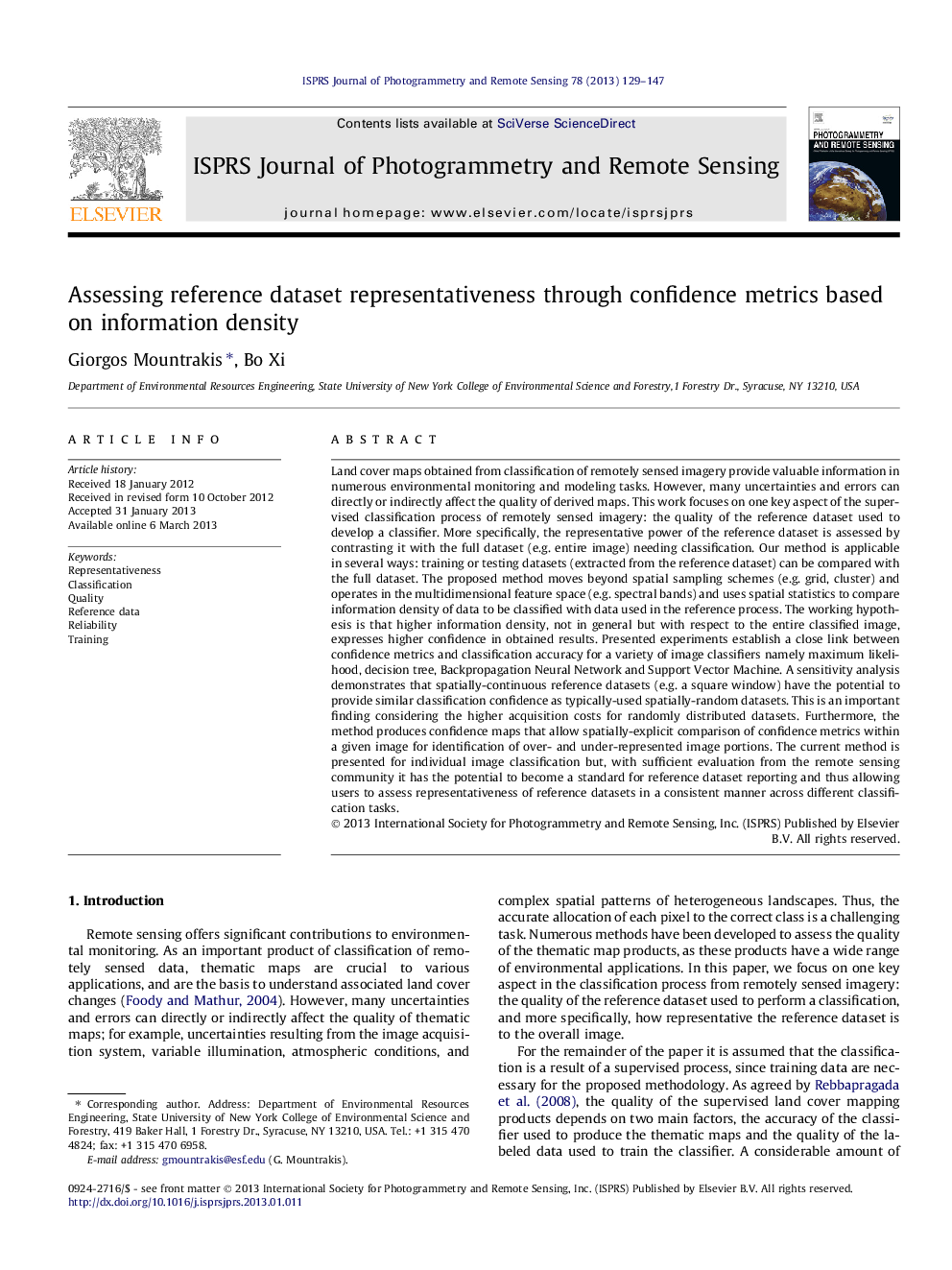 Assessing reference dataset representativeness through confidence metrics based on information density