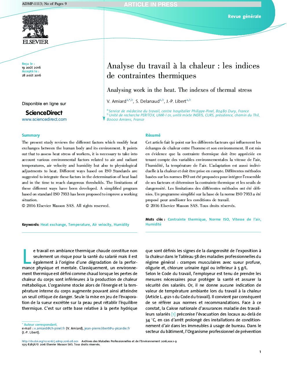 Analyse du travail Ã  la chaleurÂ : les indices de contraintes thermiques