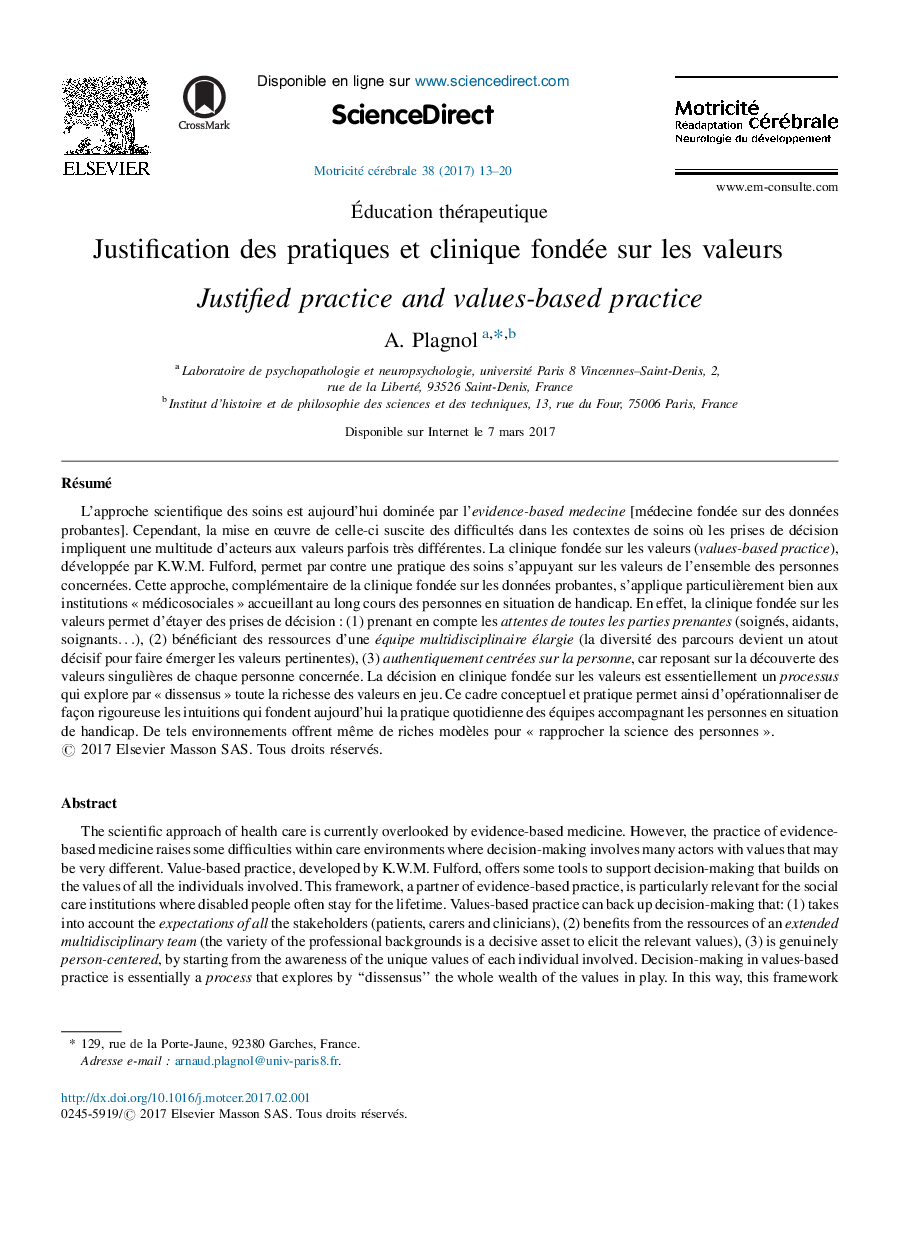 Justification des pratiques et clinique fondée sur les valeurs