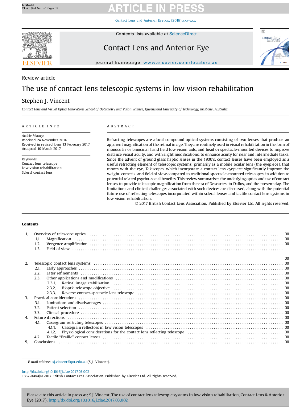 The use of contact lens telescopic systems in low vision rehabilitation