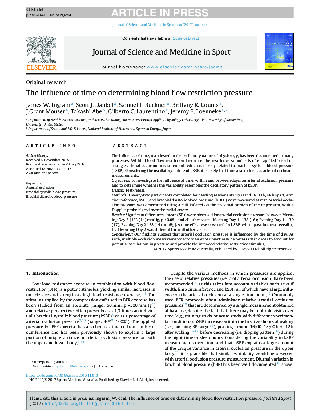 The influence of time on determining blood flow restriction pressure