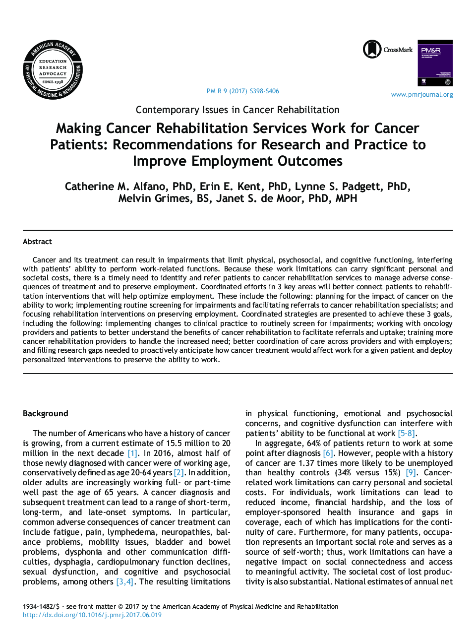 ایجاد خدمات توانبخشی سرطان برای بیماران سرطانی: توصیه هایی برای تحقیق و تمرین برای بهبود نتایج استخدامی 