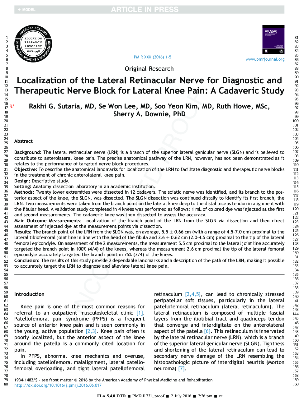 موضع گیری عصب شبکیه جانبی برای بلوک عصبی تشخیصی و درمانی برای درد جانبی زانو: یک مطالعه کادورویسی 
