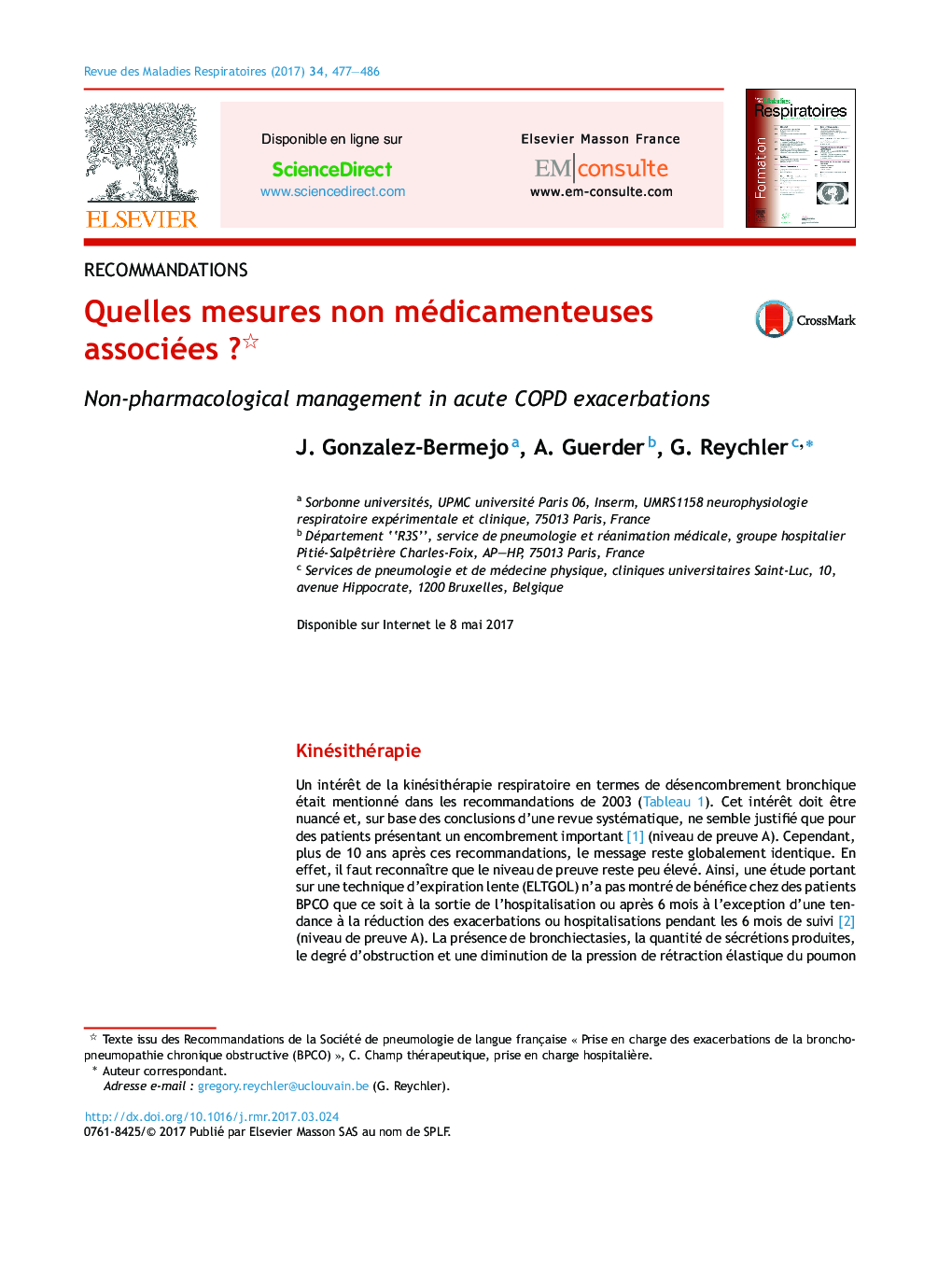 عکس صفحه اول مقاله: Quelles mesures non médicamenteuses associées ? Quelles mesures non médicamenteuses associées ?