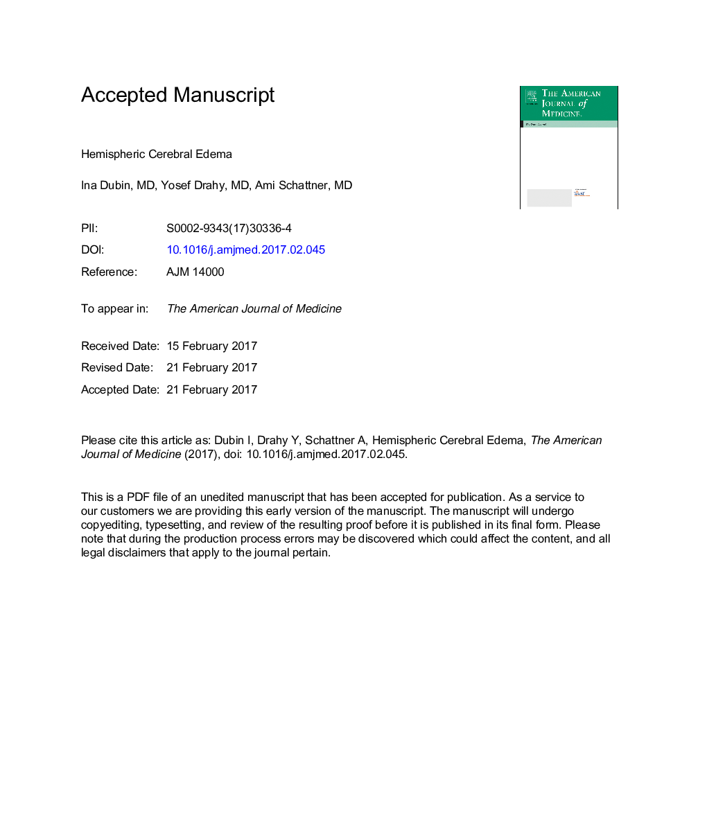 Hemispheric Cerebral Edema