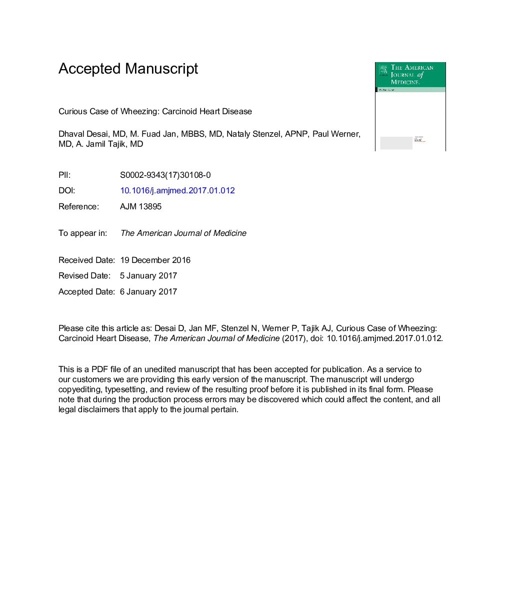 Curious Case of Wheezing: Carcinoid Heart Disease