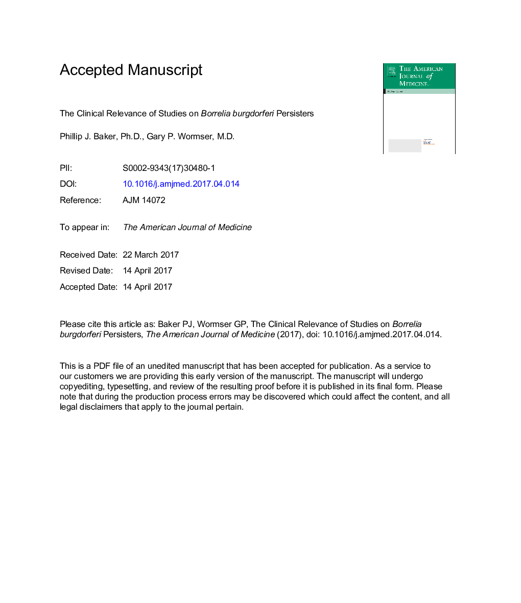 The Clinical Relevance of Studies on Borrelia burgdorferi Persisters