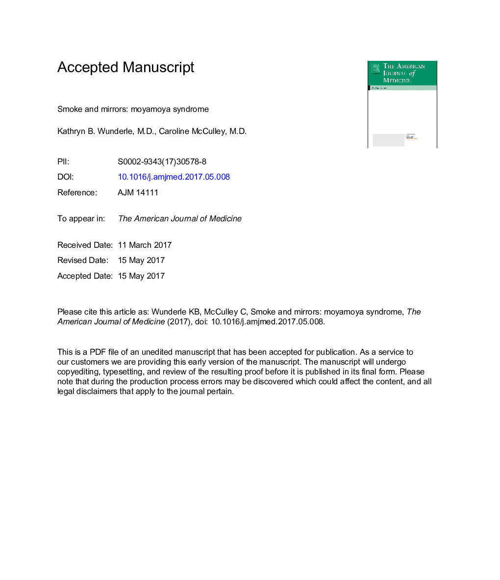 Smoke and Mirrors: Moyamoya Syndrome