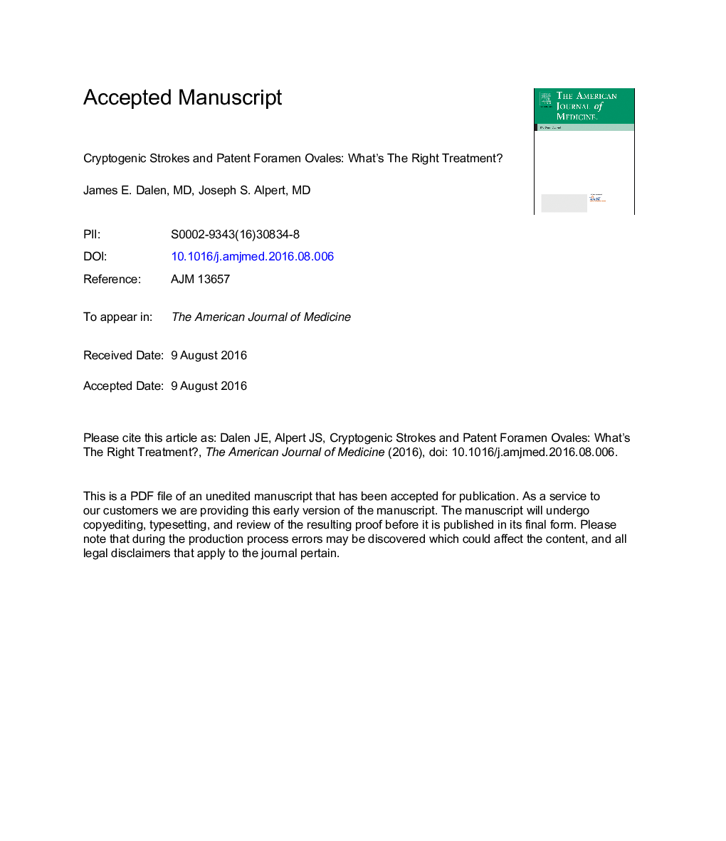 Cryptogenic Strokes and Patent Foramen Ovales: What's the Right Treatment?