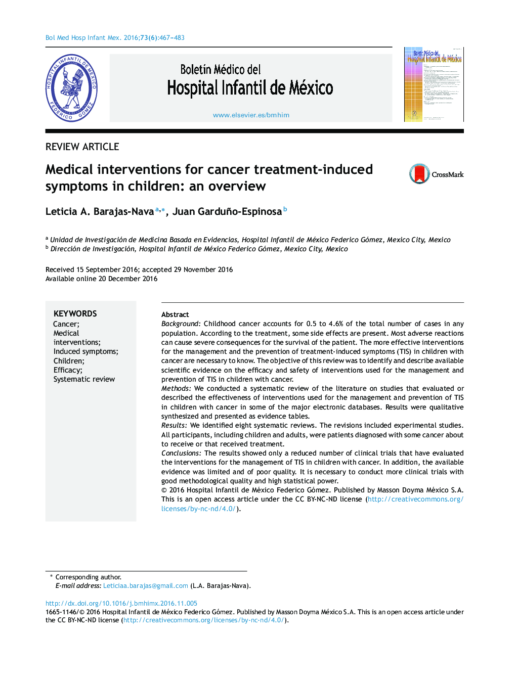 Medical interventions for cancer treatment-induced symptoms in children: an overview