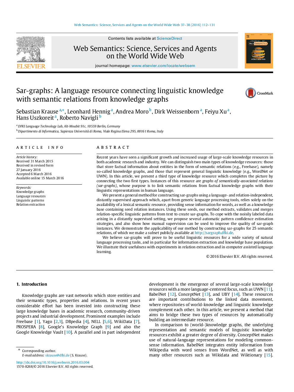 Sar-graphs: A language resource connecting linguistic knowledge with semantic relations from knowledge graphs