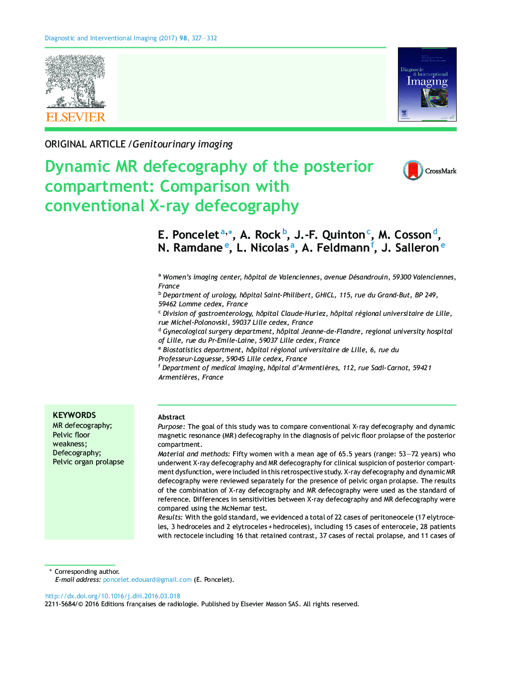 Dynamic MR defecography of the posterior compartment: Comparison with conventional X-ray defecography