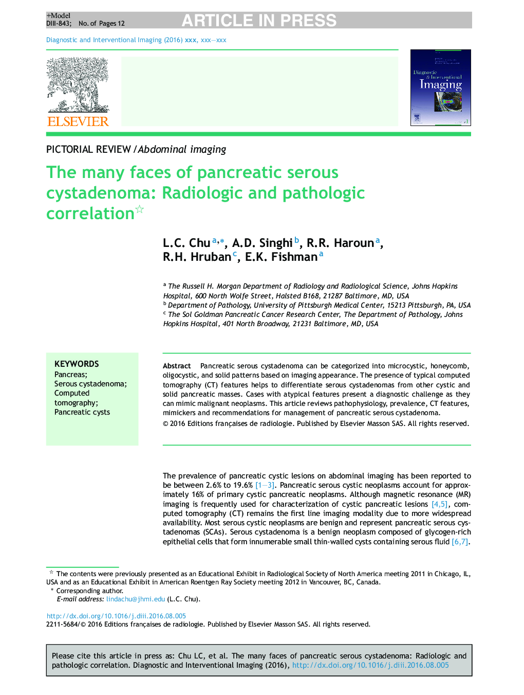 The many faces of pancreatic serous cystadenoma: Radiologic and pathologic correlation
