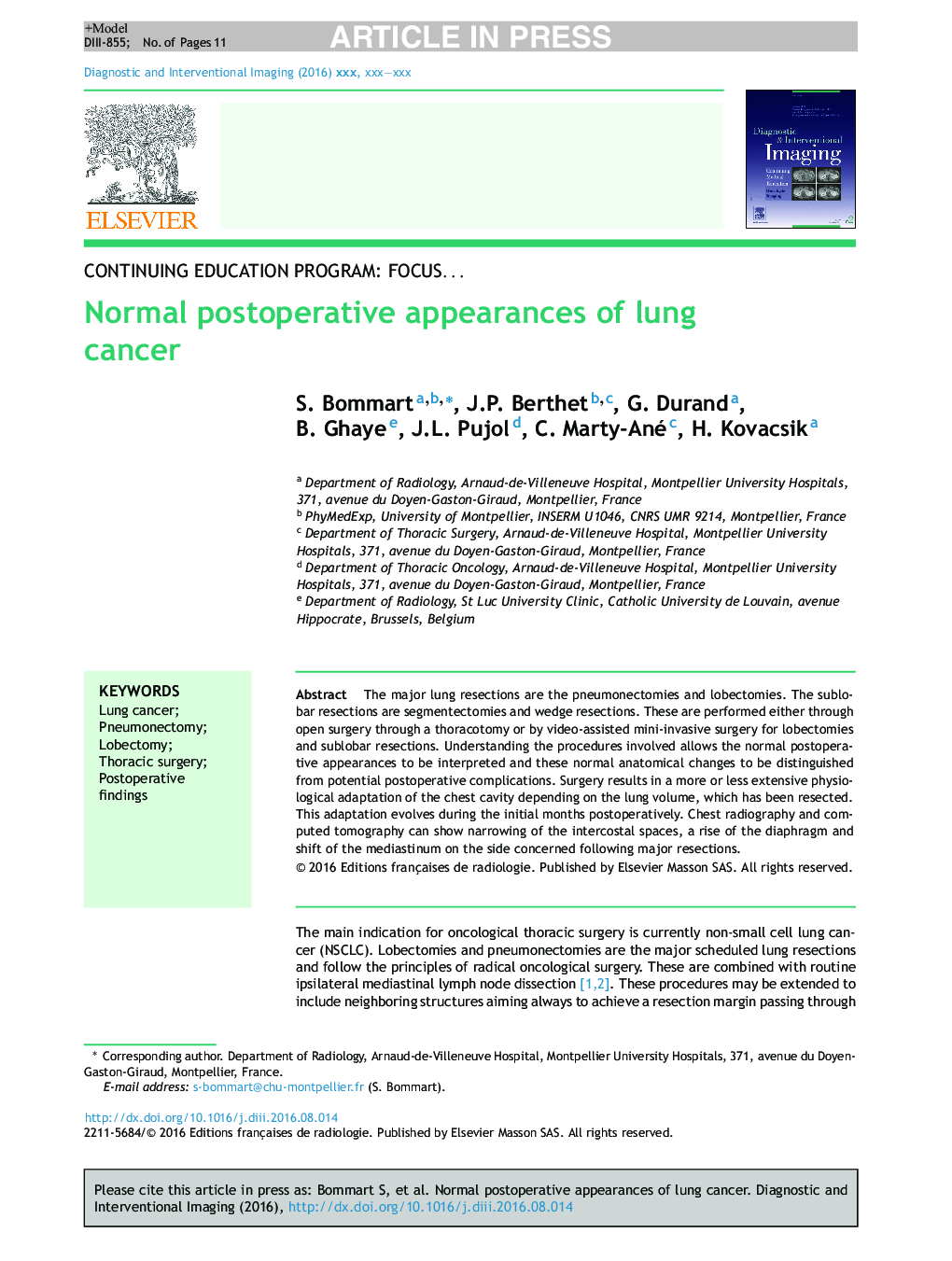 Normal postoperative appearances of lung cancer