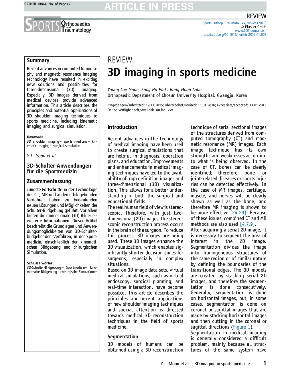 3D imaging in sports medicine