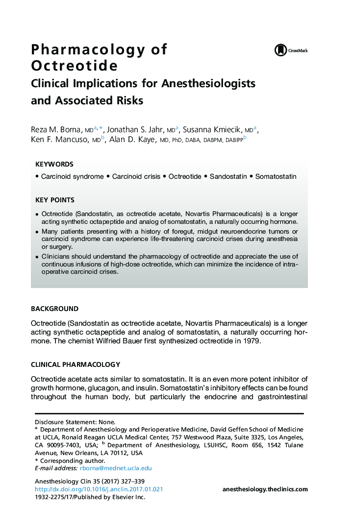 Pharmacology of Octreotide