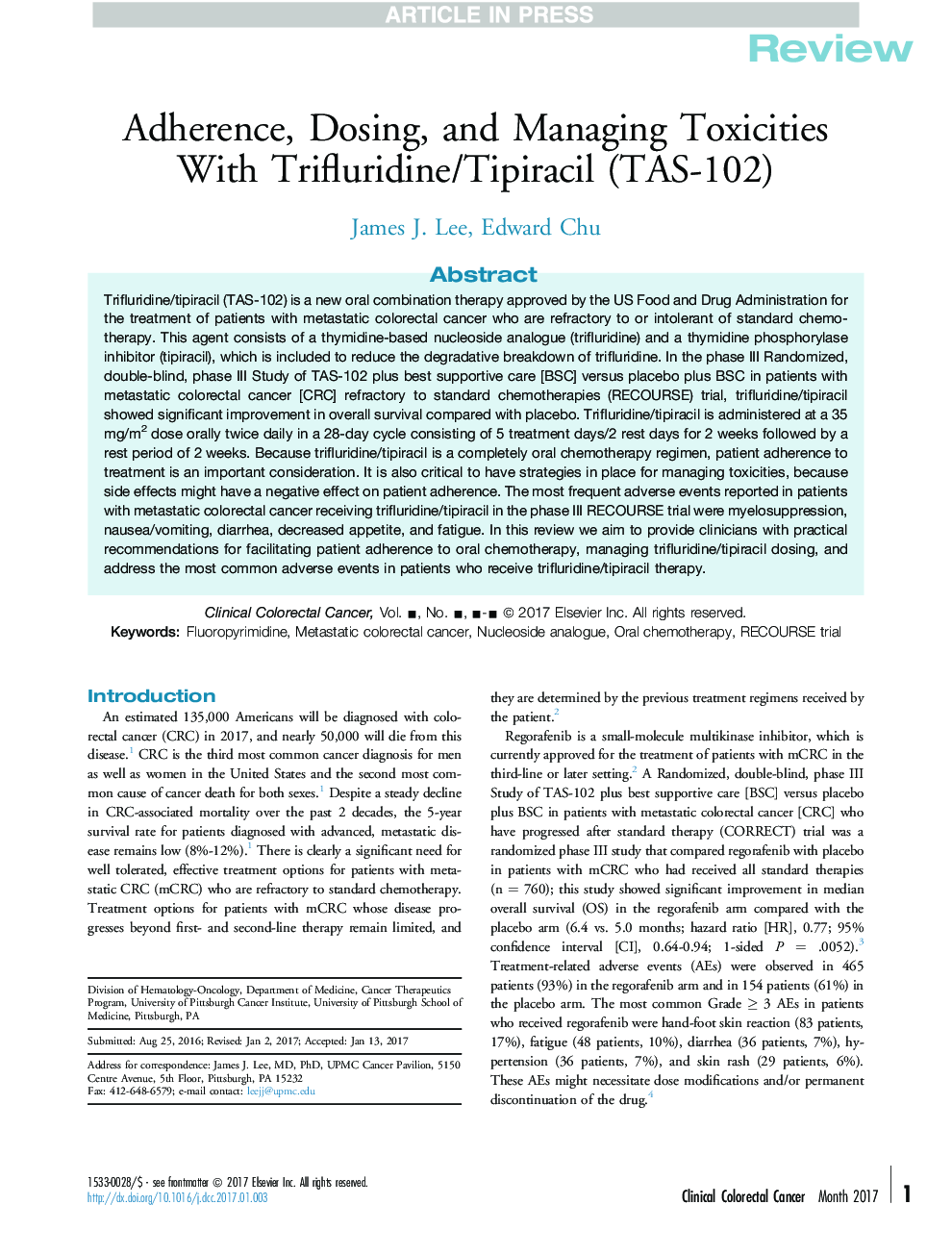Adherence, Dosing, and Managing Toxicities With Trifluridine/Tipiracil (TAS-102)