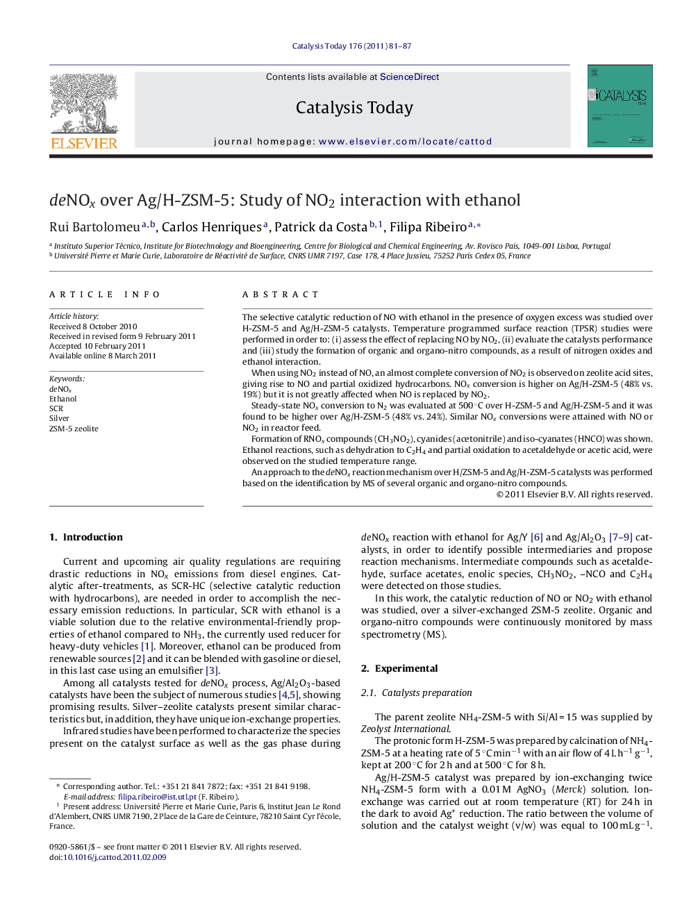 deNOx over Ag/H-ZSM-5: Study of NO2 interaction with ethanol