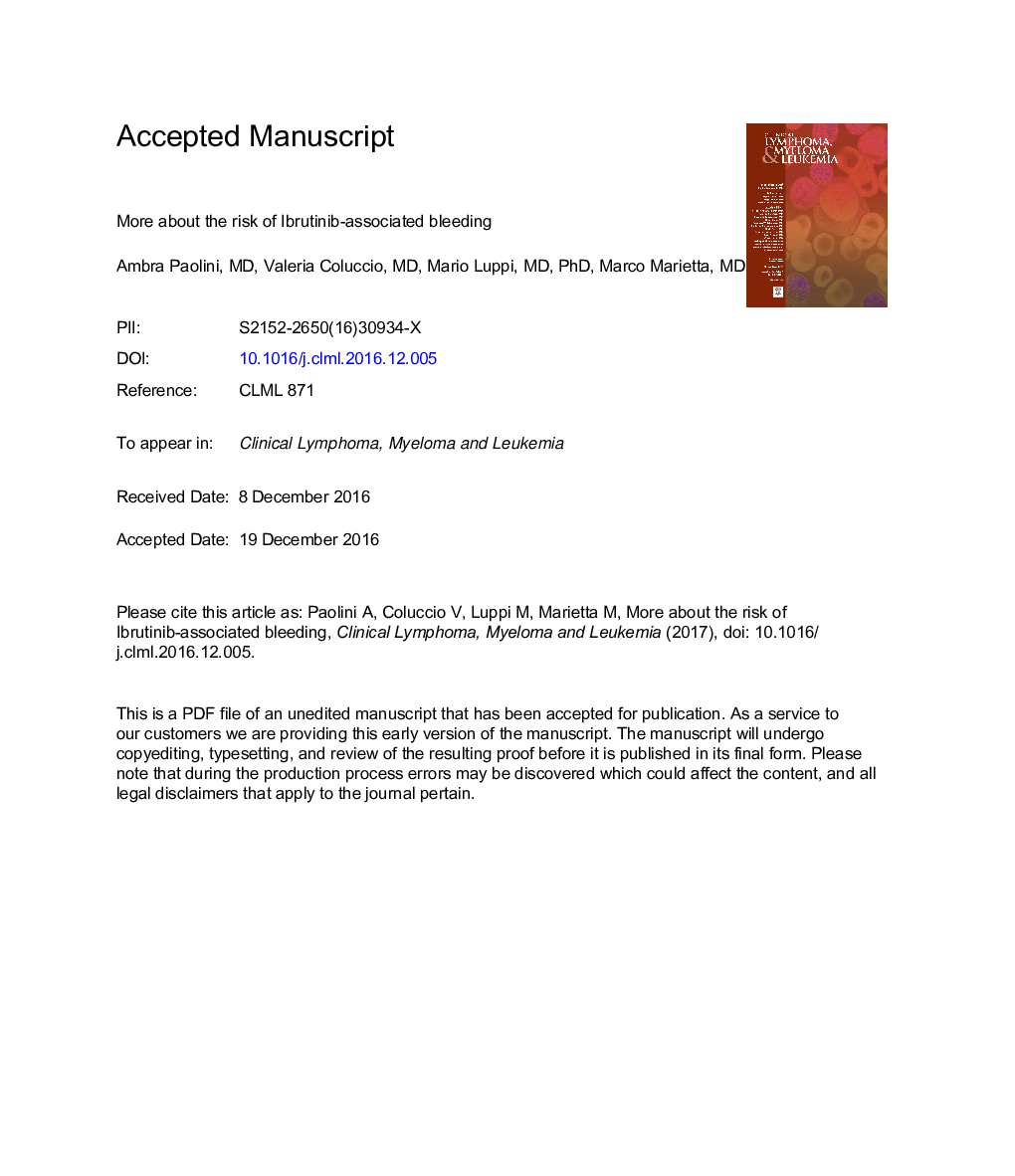 More About the Risk of Ibrutinib-associated Bleeding