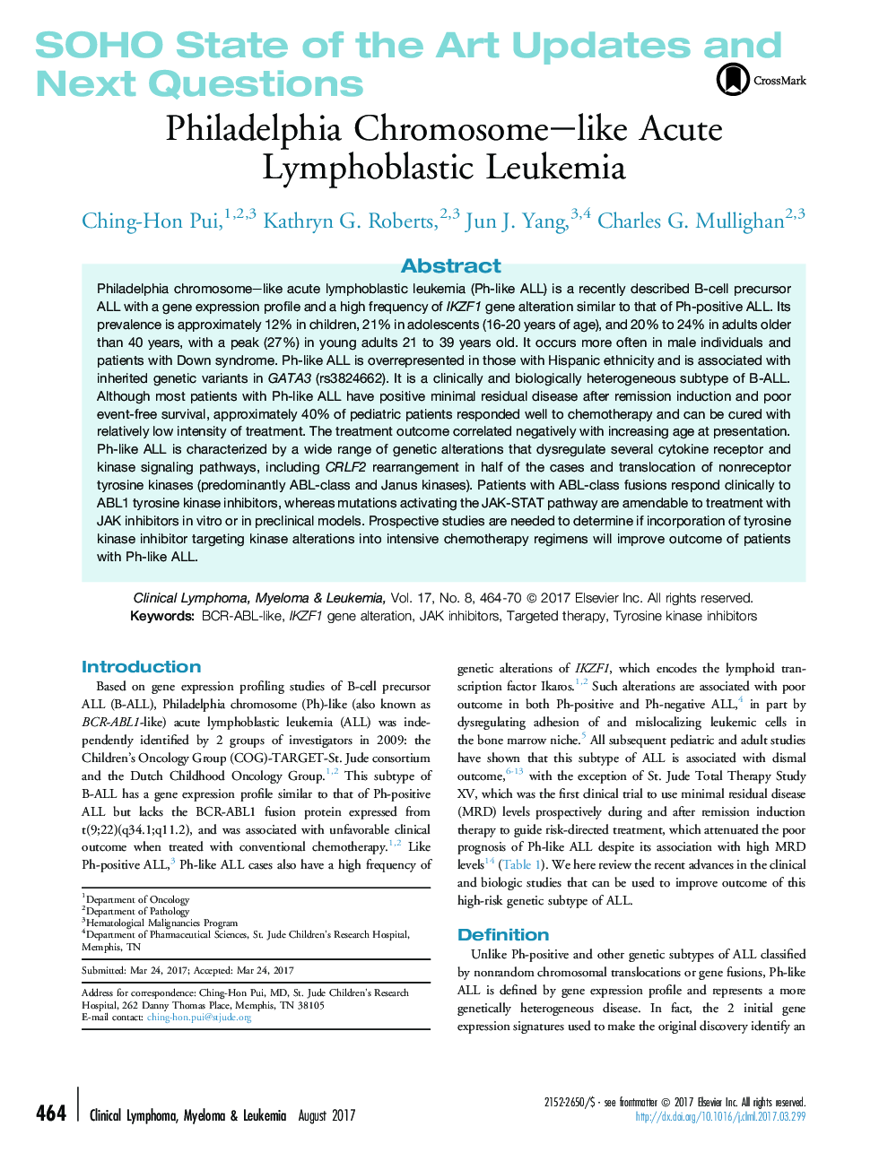 Philadelphia Chromosome-like Acute Lymphoblastic Leukemia