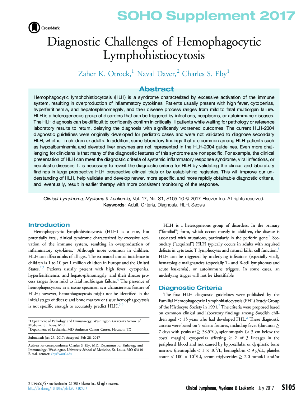 Diagnostic Challenges of Hemophagocytic Lymphohistiocytosis