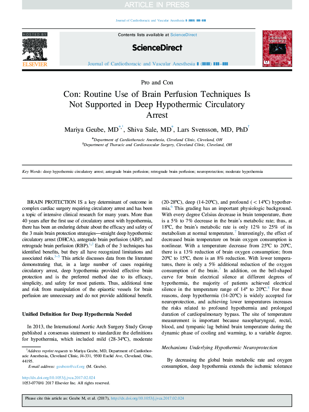 Con: Routine Use of Brain Perfusion Techniques Is Not Supported in Deep Hypothermic Circulatory Arrest