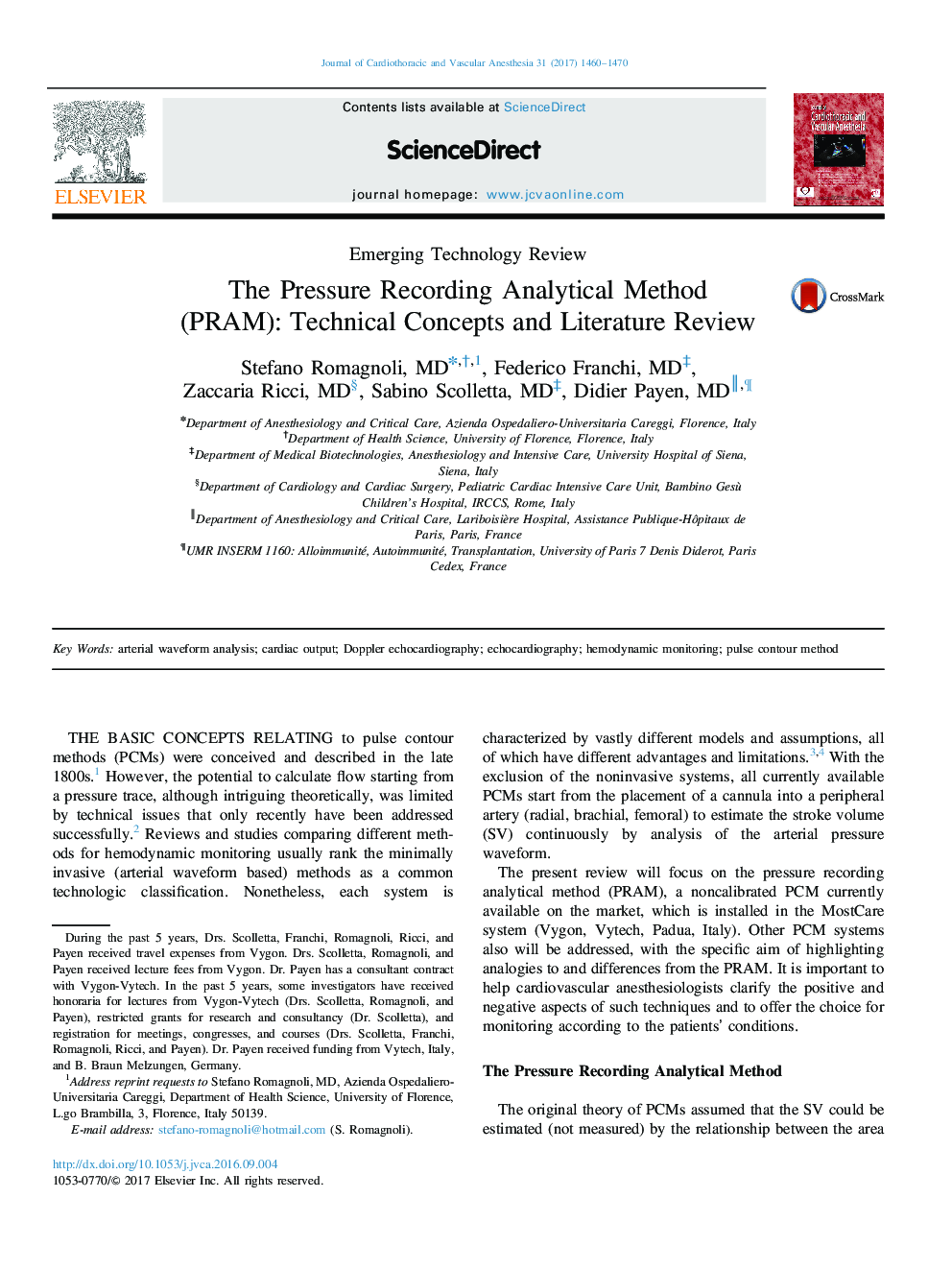 The Pressure Recording Analytical Method (PRAM): Technical Concepts and Literature Review